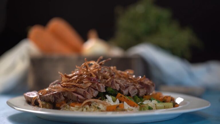 Roasted meat with spices and vegetables